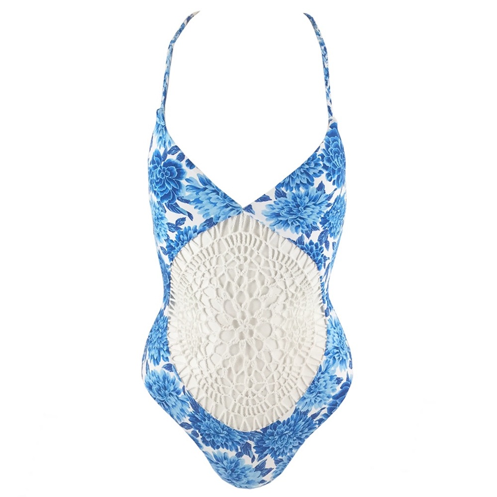 Frankie's Bikinis Poppy One Piece in Blue Dahlia